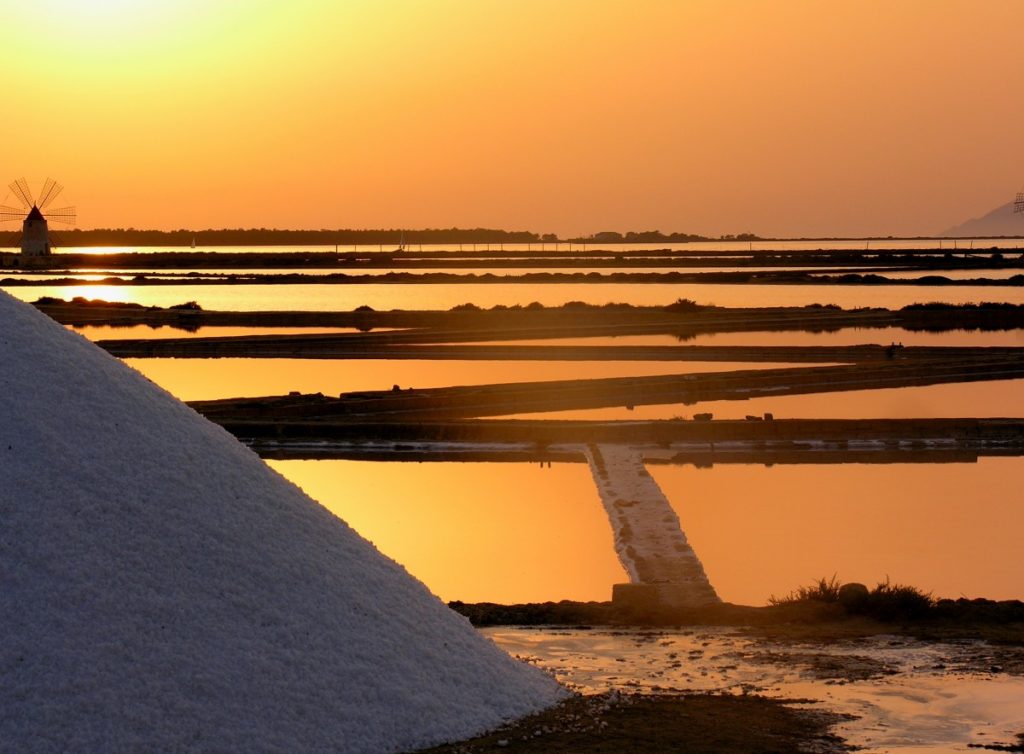 Saltern in Marsala, Trapani, Sicily, Italy