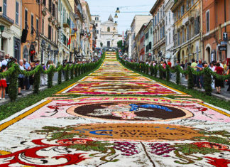 Italy First-timers in infiorata di Genzano