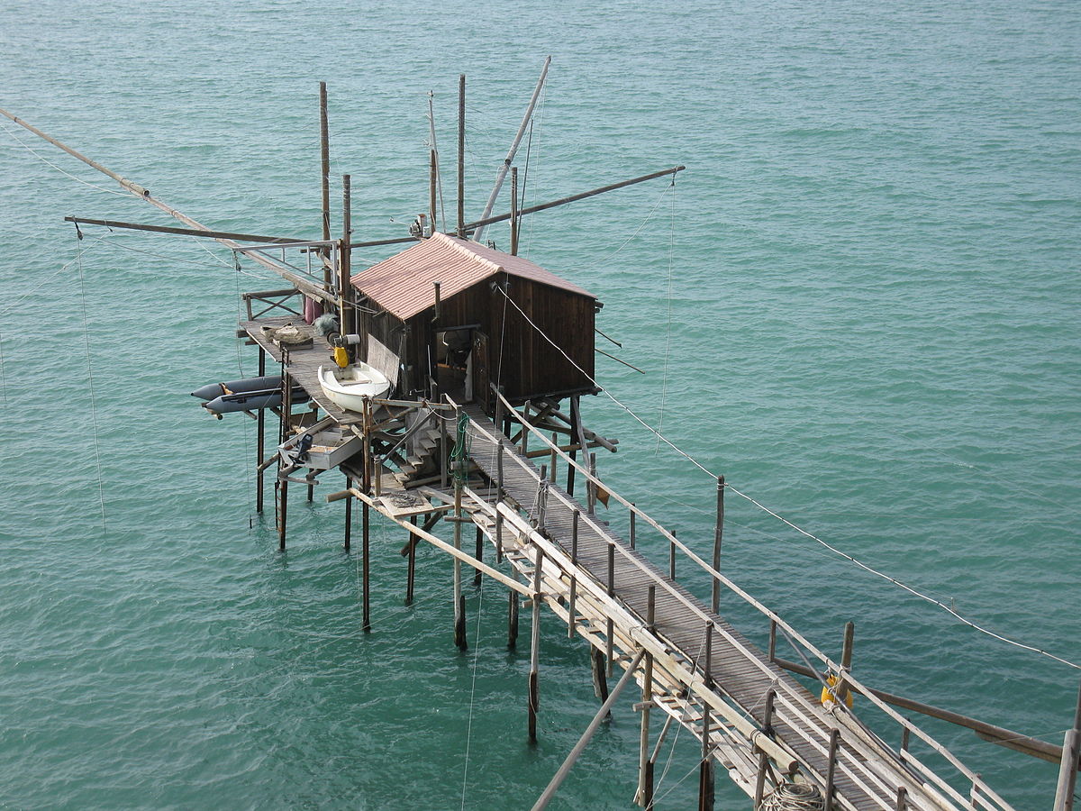 Termoli, Abruzzo, a trabucco, an old wooden fishing structure