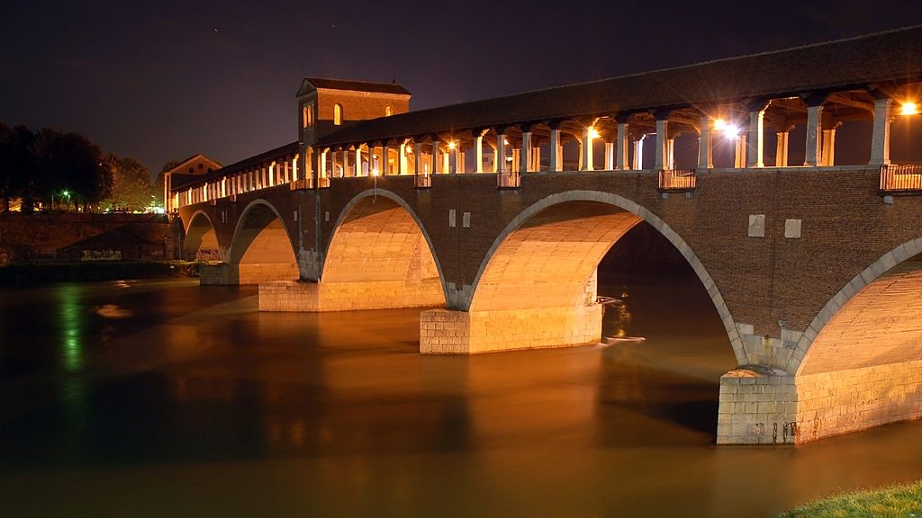 Covered Bridge in Pavia, Lombardy, Italy