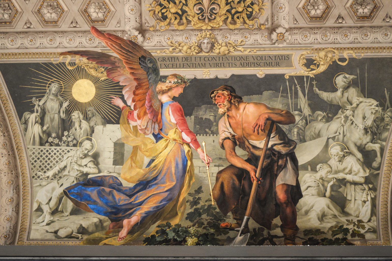 detail of a fresco in candelabri gallery, pio-clementino museum, vatican museum, rome, lazio