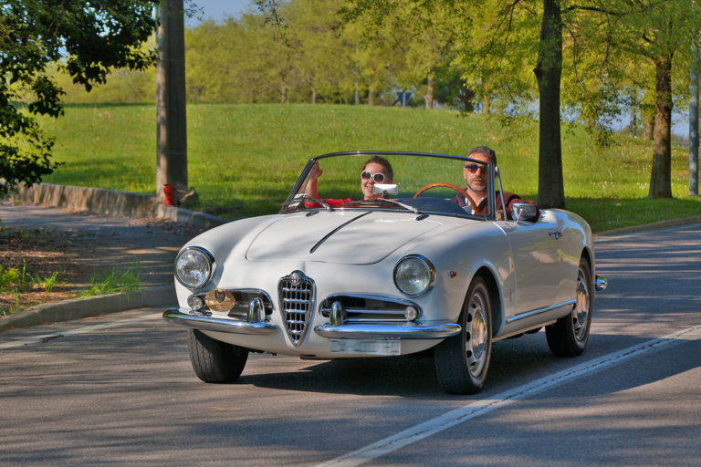 convertible Alfa Romeo in countryside