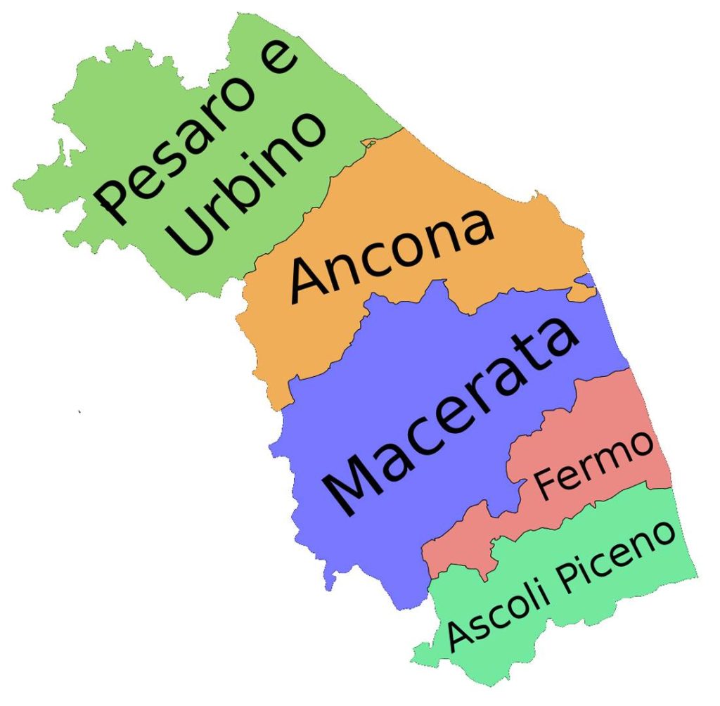 alt=" Map of Le Marche's Provinces, Italy "