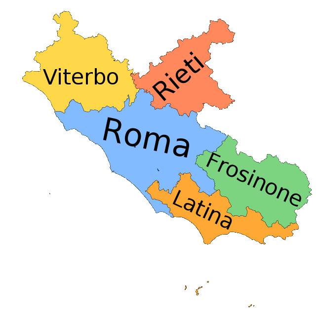 Map of Provinces of Lazio, Italy