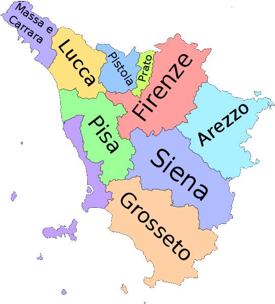 Map of Tuscany's provinces